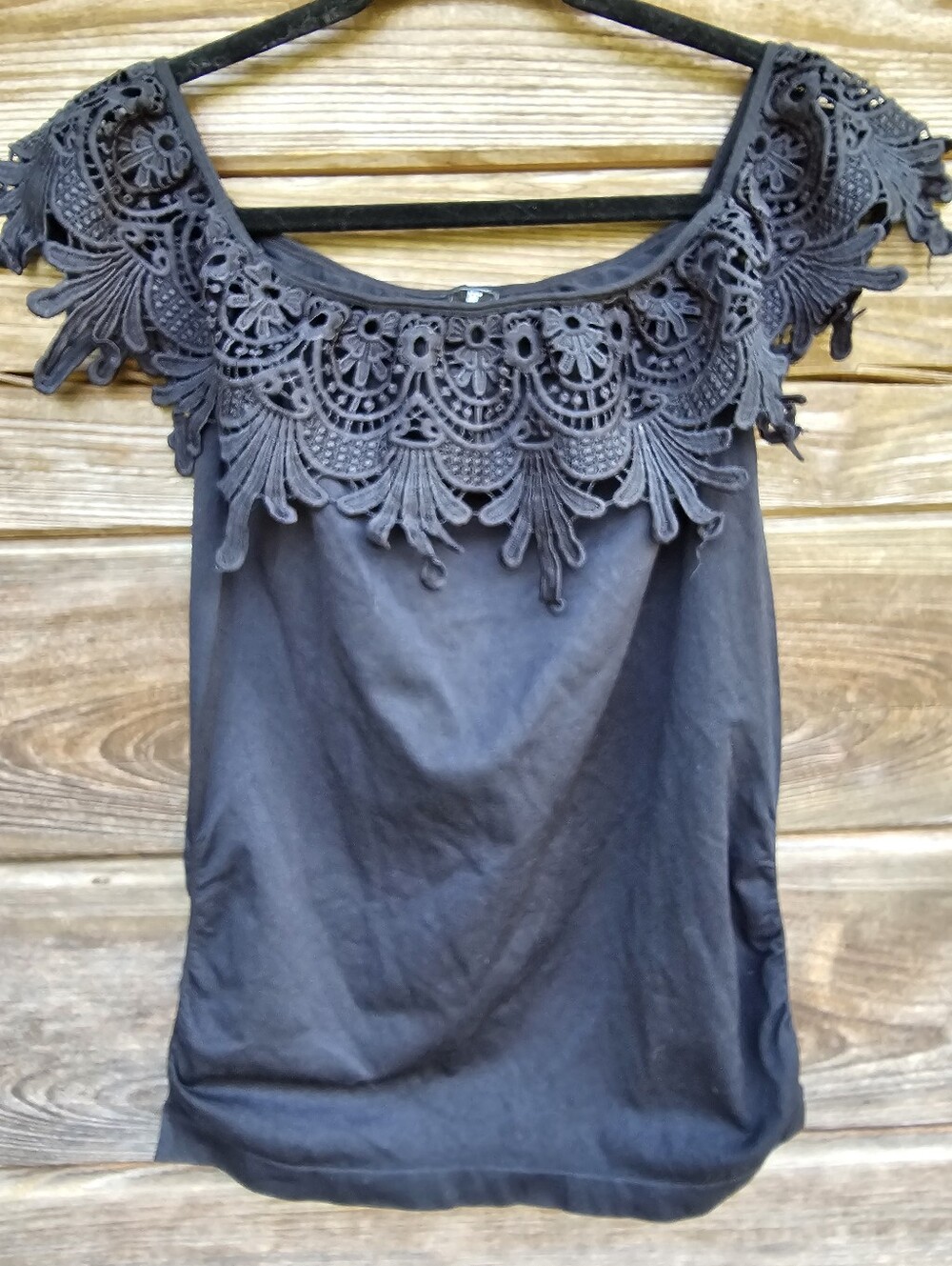 Emma's Expressions Black Crochet Lace Maternity Tunic Top One Size Boho